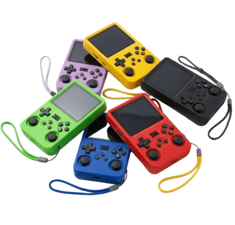 R36S retro handheld console in five colours