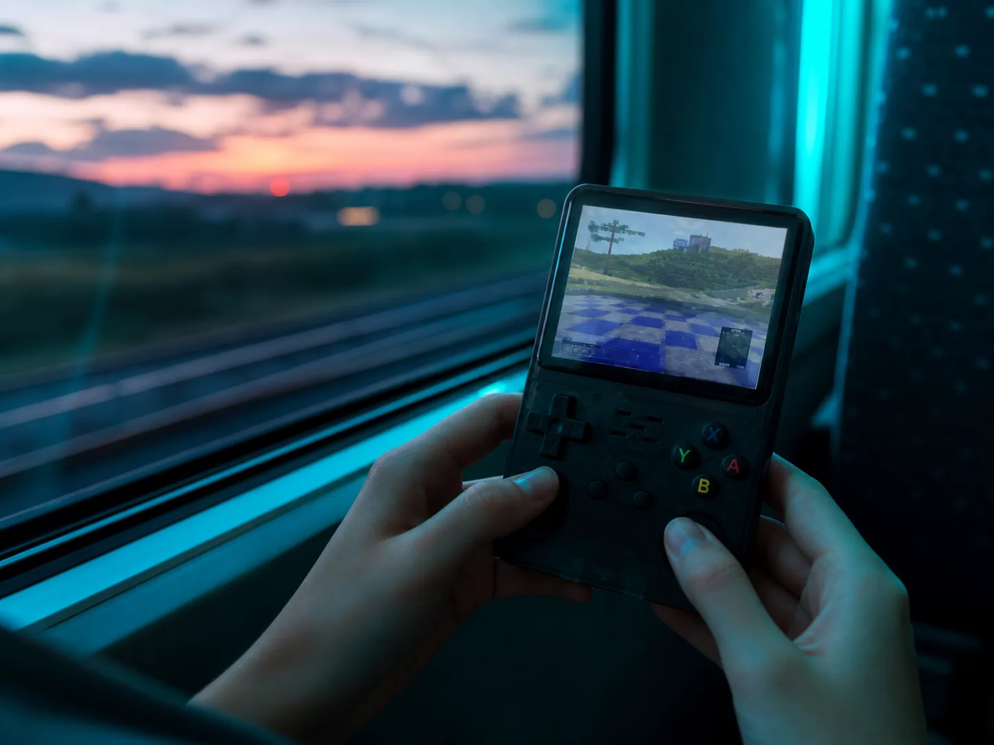 Playing the R36S on the go on a train